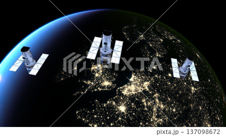 人工衛星と地球 人工衛星と地球 137098672