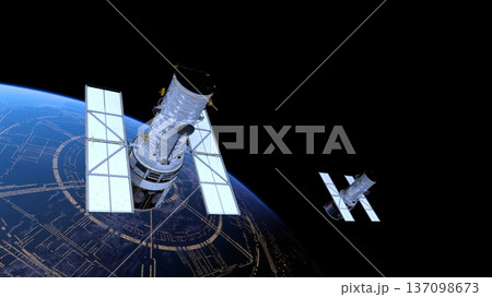 人工衛星と地球 137098673