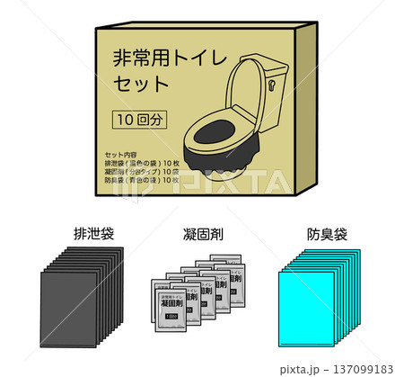 非常用トイレセット・パッケージと内容物（文字入り） 137099183