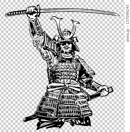 Samurai raising a victory cry 137099245