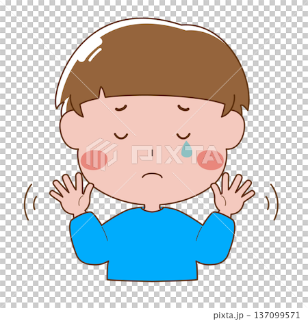 泣きながら両手を振る男の子のイラスト 137099571