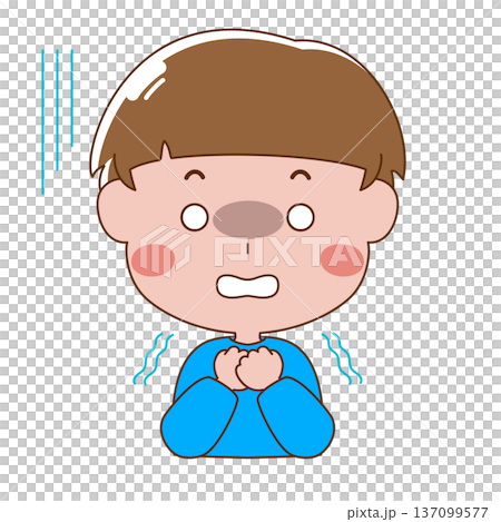 一幅描繪一個害怕發抖的男孩的插圖 137099577