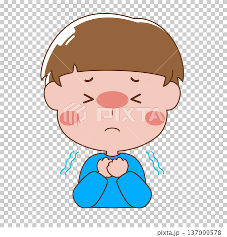 熱が出て震えている男の子のイラスト 熱が出て震えている男の子のイラスト 137099578