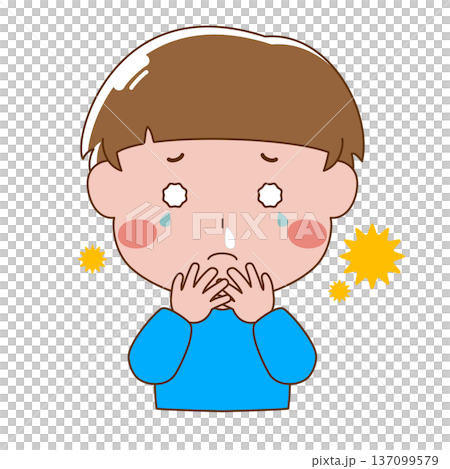 涙と鼻水が出ている男の子のイラスト 137099579