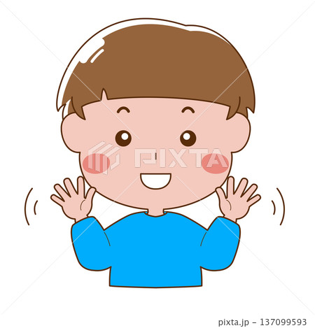 笑顔で両手を振る男の子のイラスト 137099593