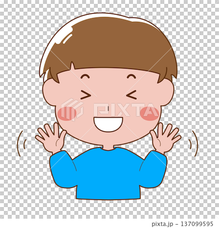 笑顔で両手を振る男の子のイラスト 137099595