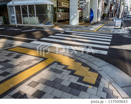 横断歩道手前の点字ブロック設置例 横断歩道手前の点字ブロック設置例 137099683