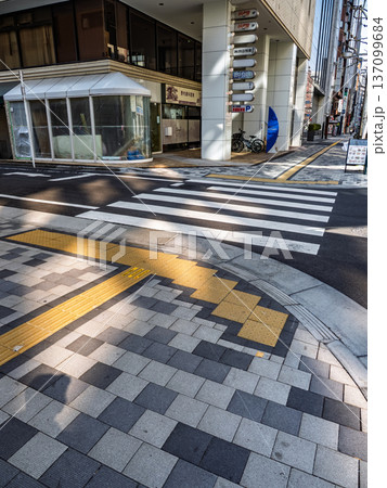 横断歩道手前の点字ブロック設置例 横断歩道手前の点字ブロック設置例 137099684