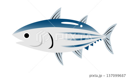 シンプルでかわいい鰹（カツオ）のイラスト　食べ物・魚のベクター素材 137099687