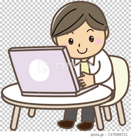 在宅ワークで快適に作業する男性|テレワーク成功イメージ 在宅ワークで快適に作業する男性|テレワーク成功イメージ 137099721