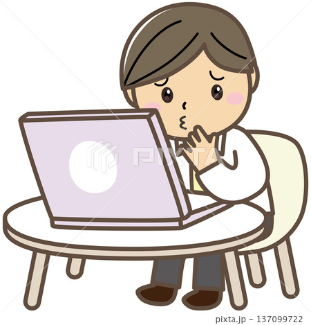 在宅勤務でトラブルに悩む男性｜IT問題・業務停滞イメージ 137099722