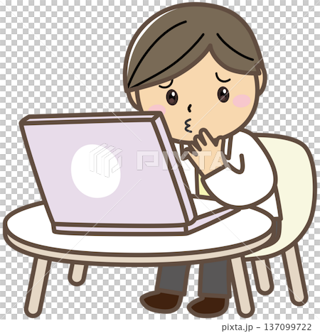 在宅勤務でトラブルに悩む男性｜IT問題・業務停滞イメージ 137099722