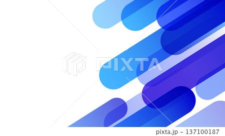白背景 透過 右側に半透明の青と紺グラデ楕円を配置した左余白ビジネスフレーム（16対9） 137100187