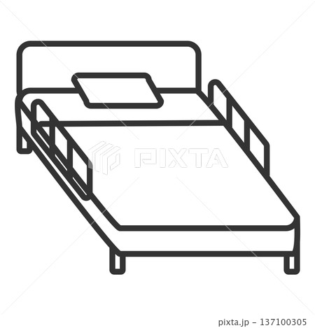 シンプルな柵付のベッドのイラストアイコン 137100305