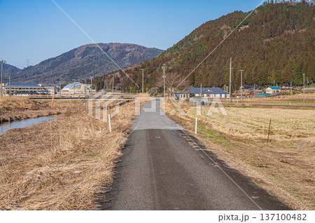 奥琵琶湖の田園風景　滋賀県長浜市永原 137100482