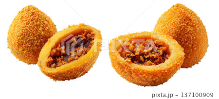 Brazil Acaraj fried pea ball isolated on white transparent background, concept of South American Cuisine. 137100909