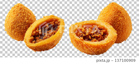 Brazil Acaraj fried pea ball isolated on white transparent background, concept of South American Cuisine. 137100909
