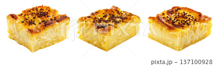 Pastel de Choclo baked corn casserole, placed isolated on white background, concept of South American Cuisine 137100928