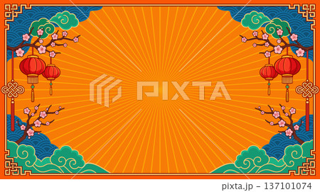 Vibrant vector background in traditional oriental style 137101074