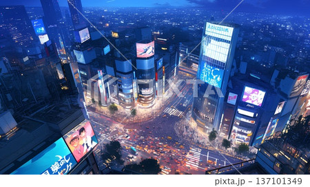 上空から見た交差点 137101349