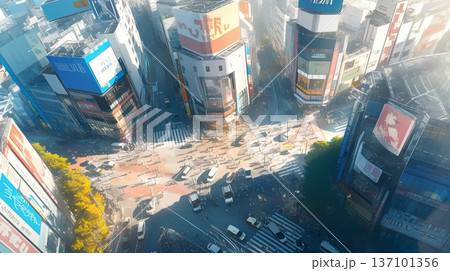 上空から見た交差点 137101356