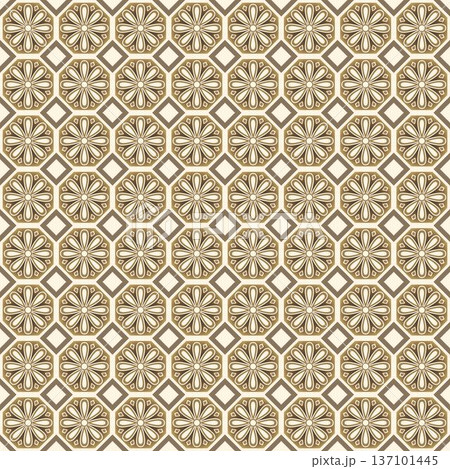 Vintage Geometric Floral Octagon Seamless Vector Pattern 137101445