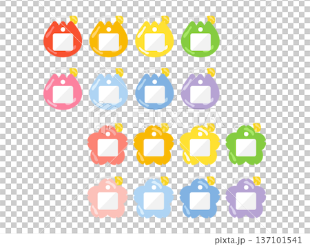 16 types of flower name tag illustration set 137101541