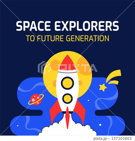 International Day Of Human Space Flight Flat Hand Drawn Cartoon Illustration International Day Of Human Space Flight Flat Hand Drawn Cartoon Illustration 137101603