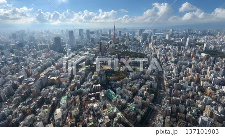 上空から俯瞰で見た街並み 137101903