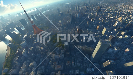 上空から見た都市風景 137101914