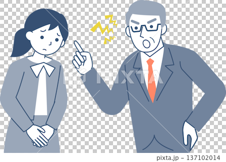 男性から叱られている若い女性 137102014