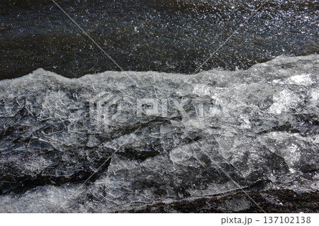 Ice formed on Lake Yamanakako in the winter, in yamanashi Japan Ice formed on Lake Yamanakako in the winter, in yamanashi Japan 137102138