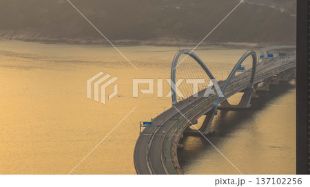 Elegant Cross Bay Bridge Stretching Across Calm Tseung Kwan O Feb 22 2026 137102256