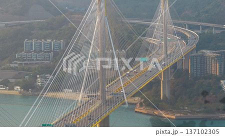 Cable Stayed Bridge Glowing Under Sunset Across Calm Waters Feb 21 2026 Cable Stayed Bridge Glowing Under Sunset Across Calm Waters Feb 21 2026 137102305