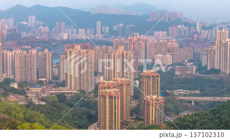 Dense Urban Skyline Overlooking Industrial Cranes And Harbour Facilities Feb 21 2026 137102310