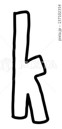 Hand writing k lower case alphabet outline for letters, kid colouring book, art, sketch, painting, decoration, font, typography, text, message, initials, tattoo, sticker, words, fridge magnet, icon 137102354