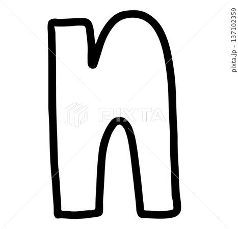 Hand writing n lower case alphabet outline for letters, kid colouring book, art, sketch, painting, decoration, font, typography, text, message, initials, tattoo, sticker, words, fridge magnet, icon 137102359