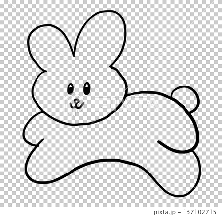 Hand drawn outline of bunny doll jumping for colouring book, art, cartoon characters, comic, mascot, patch, rabbit drawing, animal, pet shop, vet, sticker, zoo, souvenir shop, pin, brooch, easter, toy 137102715