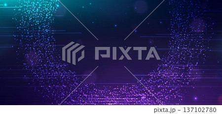 Particle glowing element on dark blue background with lighting effect. Technology futuristic concept. 137102780