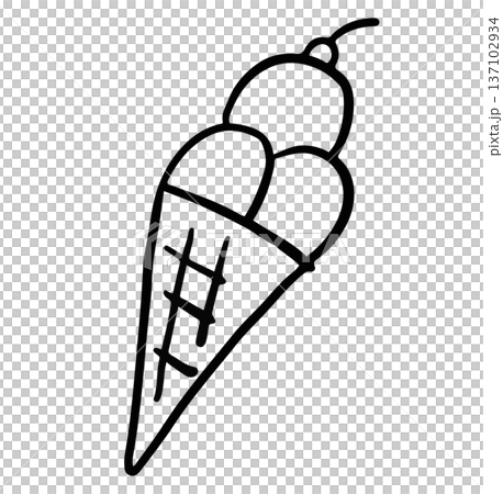 Hand drawn ice cream cone with cherry outline for colouring book, sweet dessert, cafe, restaurant, menu, recipe, sticker, department store, supermarket, market, office snack, lunch break, sugar, diet Hand drawn ice cream cone with cherry outline for colouring book, sweet dessert, cafe, restaurant, menu, recipe, sticker, department store, supermarket, market, office snack, lunch break, sugar, diet 137102934