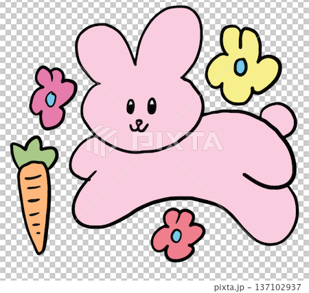Hand drawn illustrations of bunny doll, flowers, carrot for cartoon characters, comic, mascot, cute patch, rabbit drawing, animal, pet shop, vet, sticker, zoo, souvenir shop, pin, brooch, easter, toy Hand drawn illustrations of bunny doll, flowers, carrot for cartoon characters, comic, mascot, cute patch, rabbit drawing, animal, pet shop, vet, sticker, zoo, souvenir shop, pin, brooch, easter, toy 137102937