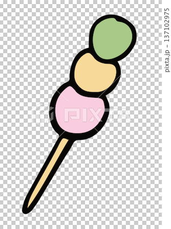 Hand drawn dango for Japanese sweet dessert, snack, street food, cafe, restaurant, menu, recipe, cook book, ingredients, Asian food, lunch, dinner, department store, food zone, patch, brooch, sticker 137102975