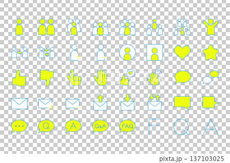 ユーザーやコミュニケーションのUIアイコン40個のセット 137103025
