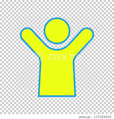 Bust-up icon of a person raising both hands Bust-up icon of a person raising both hands 137103029