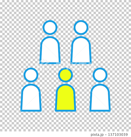 Five people icons representing multiple users Five people icons representing multiple users 137103039