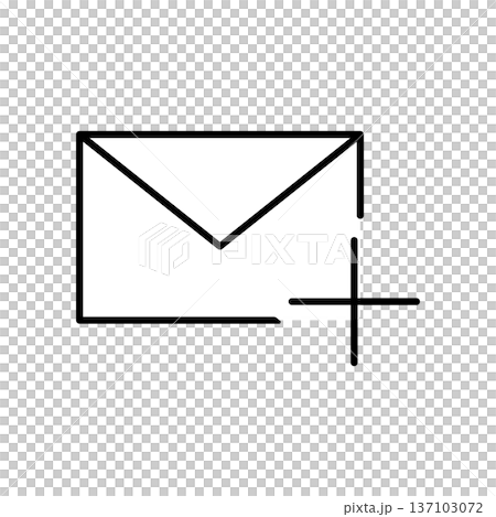 メール追加を示す封筒とプラスのアイコン 137103072