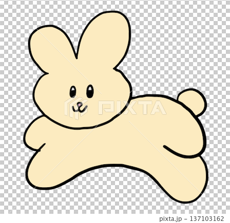 Hand drawn illustrations of bunny doll jumping for cartoon characters, comic, mascot, cute patch, rabbit drawing, animal, pet shop, vet, sticker, zoo, souvenir shop, pin, brooch, easter, plush toy 137103162