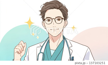 笑顔の白衣の男性 137103251