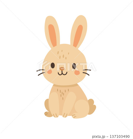 Pastel bunny rabbit illustration with soft whiskers, charming spring animal for Easter invitations, kids decor, festive stickers and family blog visuals 137103490