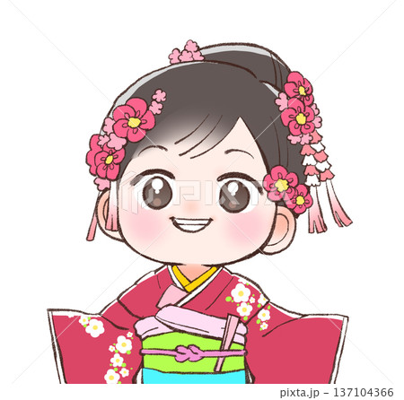着物の女の子のイラスト 着物の女の子のイラスト 137104366